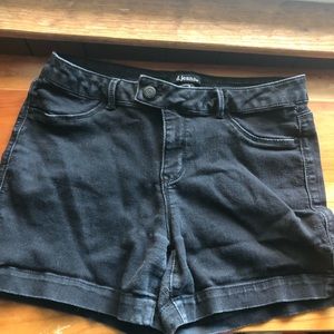 Black Denim Midi Shorts